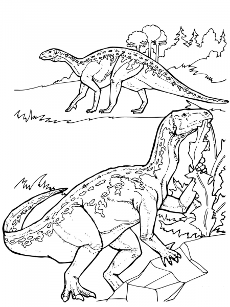Iguanodon Dinosaurs coloring page image