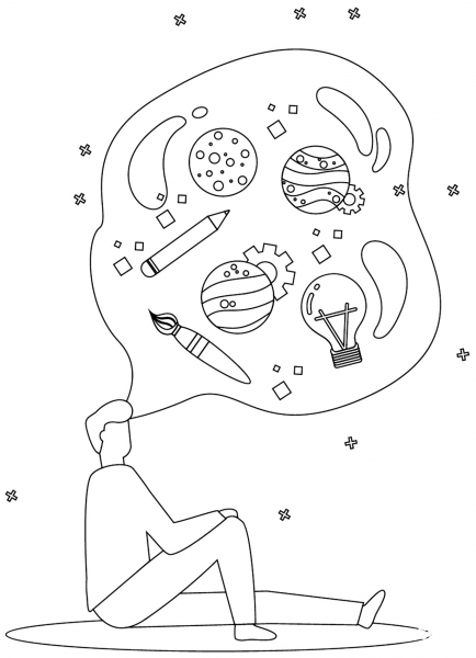 Imagination Infographics coloring page image