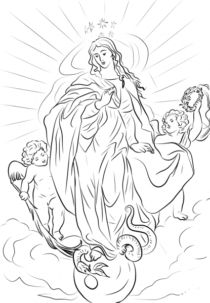 Immaculate Conception by Rubens coloring page image