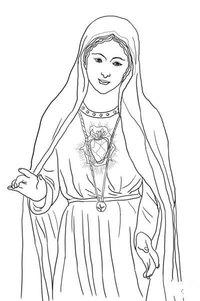 Immaculate Heart of Mary coloring page image