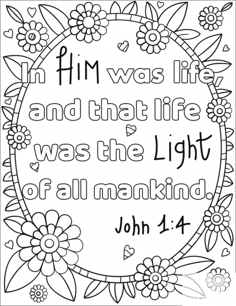 In Him was Life, and That Life was the Light of All Mankind coloring page image