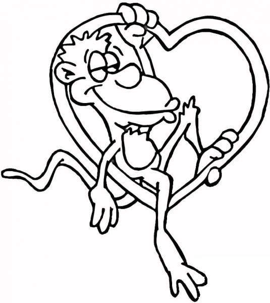 In Love With Monkey  coloring page image