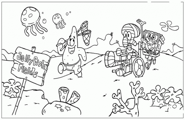 In The Jellyfish Field  coloring page image