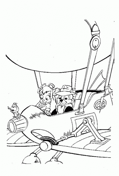 In The Plane With Dale coloring page image
