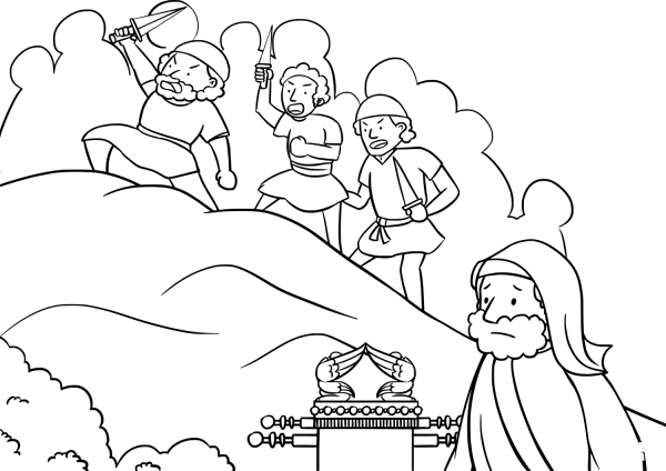 In Their Presumption the Israelites Go up Toward the Highest Point in the Hill Country coloring page image