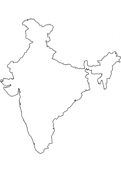 India Blank Outline Map coloring page image
