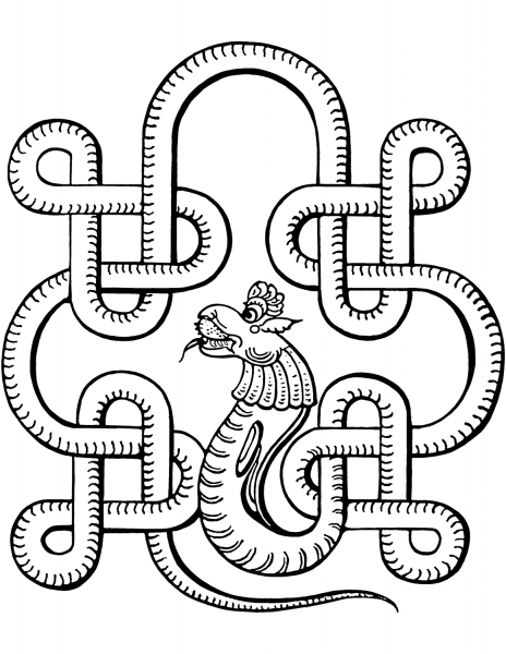 Indian Design with Snake coloring page image