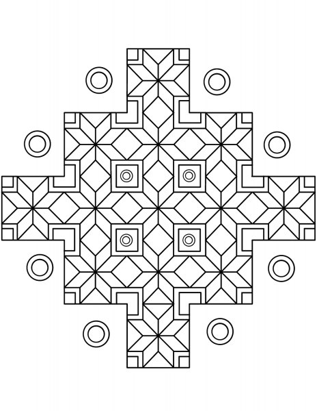 Indian Geometric Pattern coloring page image