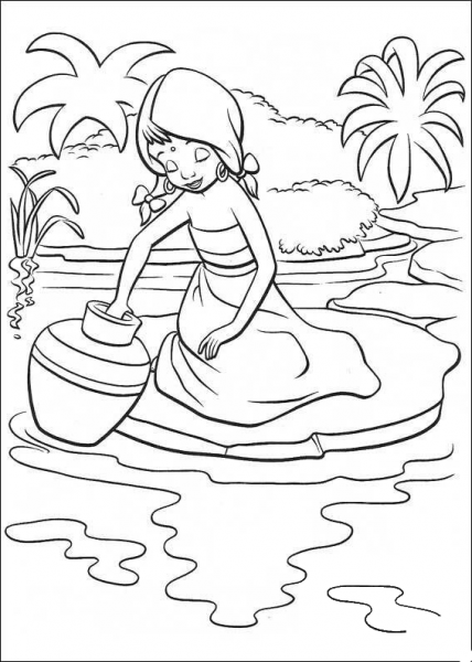Indian Girl  coloring page image