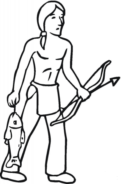 Indian Got Some Fish  coloring page image