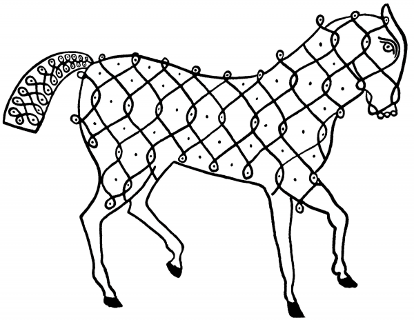 Indian Horse Design coloring page image