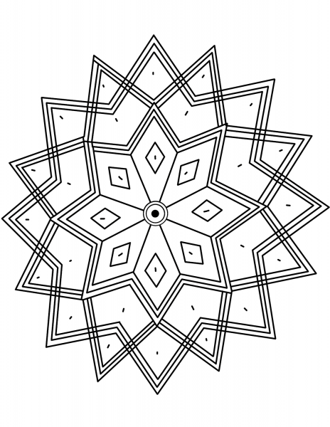 Indian Pattern with Octagram Star coloring page image