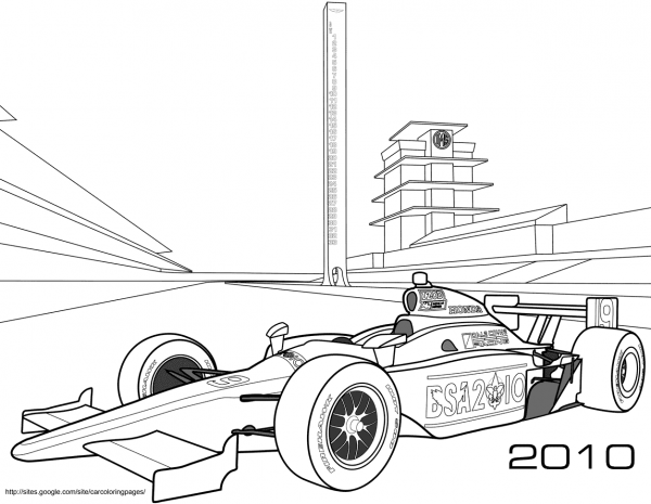 Indy Race Car coloring page image