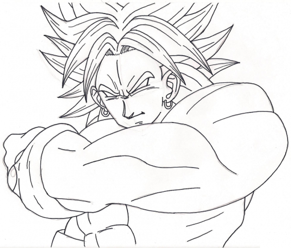 Inked Broly coloring page image