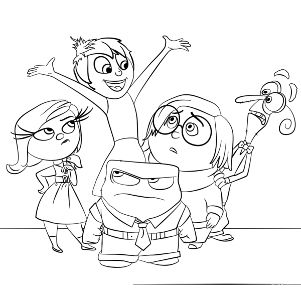 Inside Out All Characters coloring page image