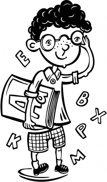 Intellectual Boy coloring page image