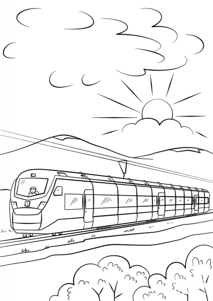 Intercity High-Speed Train coloring page image