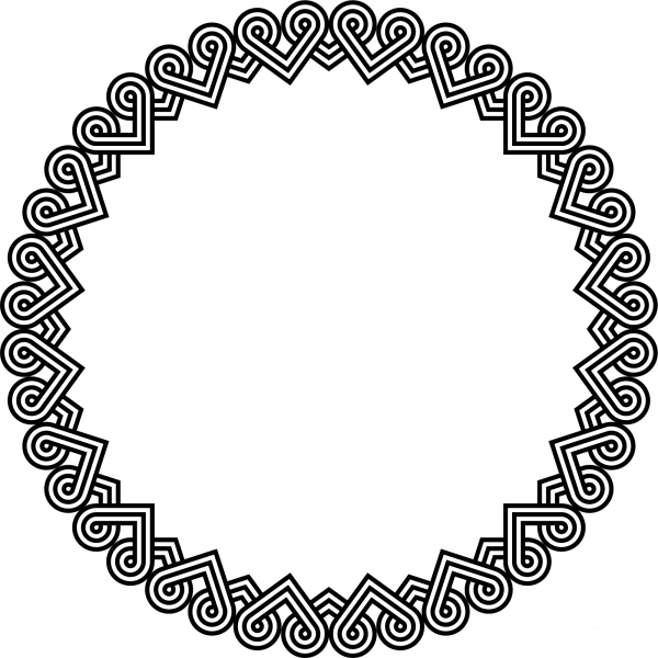 Interleaved Hearts Frame coloring page image