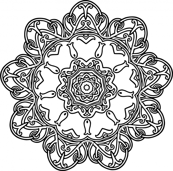 Interlocking Geometric Design coloring page image