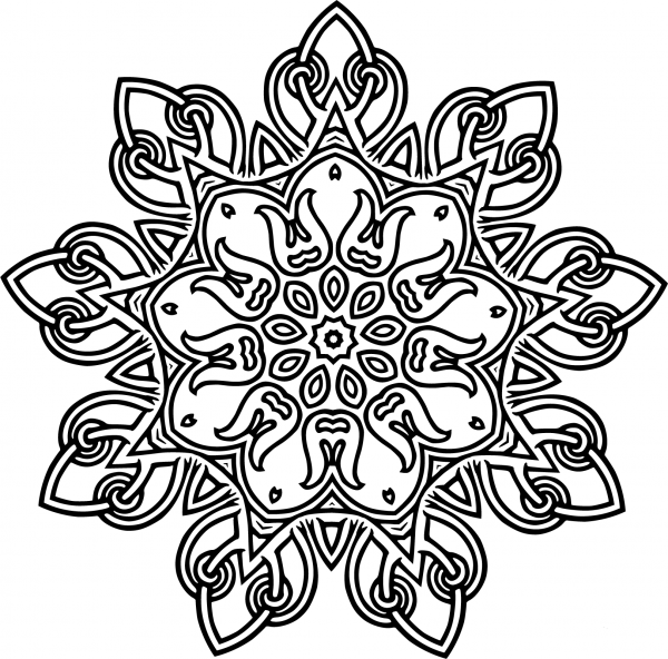 Interlocking Geometric Design coloring page image