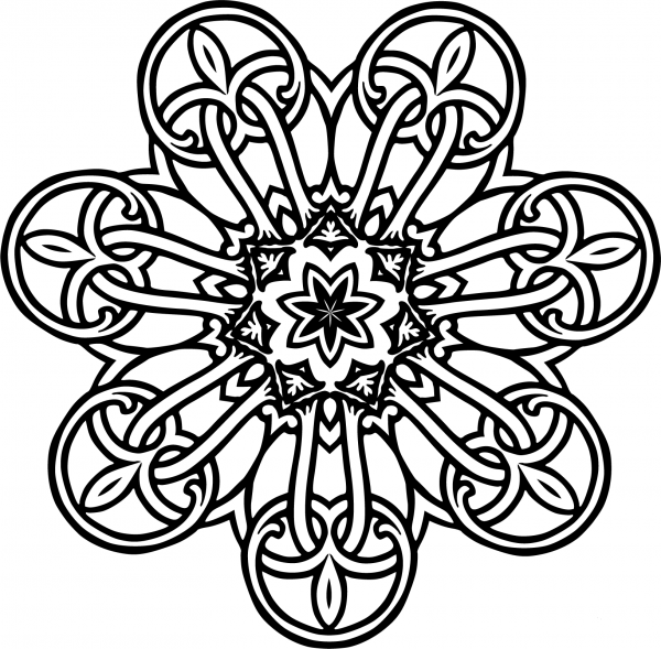 Interlocking Geometric Design coloring page image