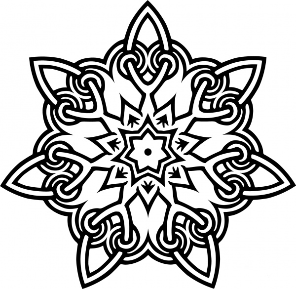 Interlocking Geometric Design coloring page image
