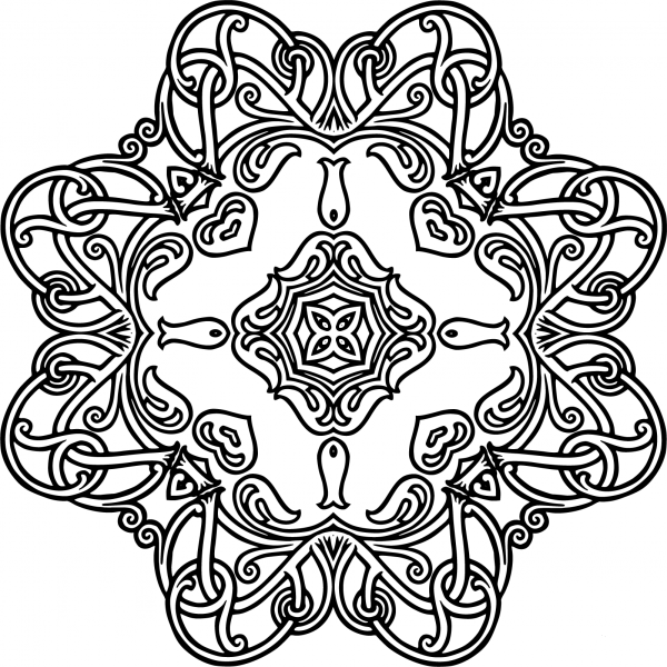 Interlocking Geometric Design coloring page image