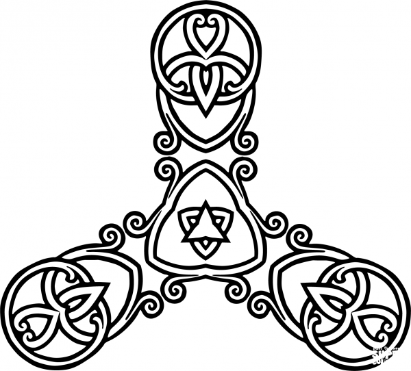 Interlocking Geometric Design coloring page image