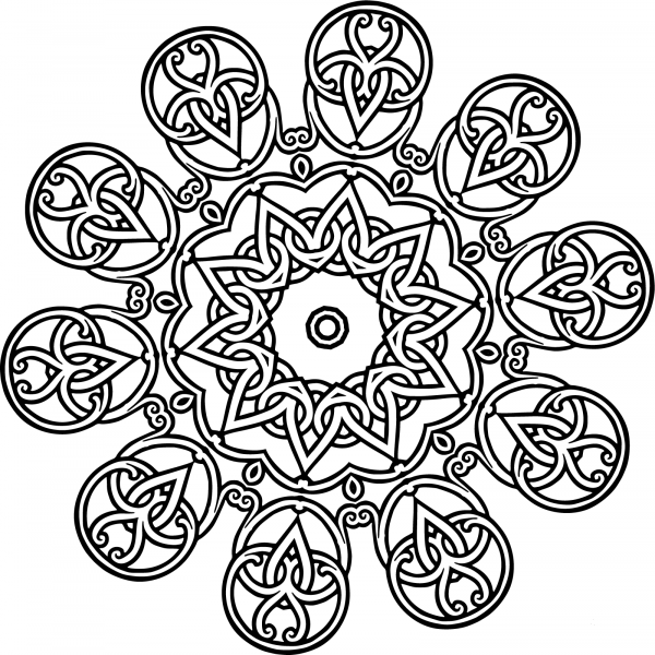 Interlocking Geometric Design coloring page image