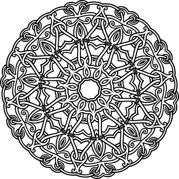 Interlocking Geometric Design coloring page image