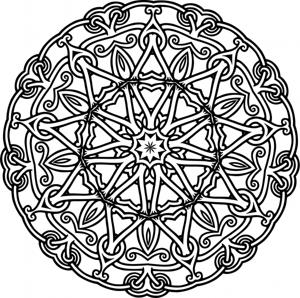 Interlocking Geometric Design coloring page image