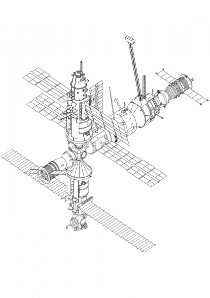 International Space Station coloring page image
