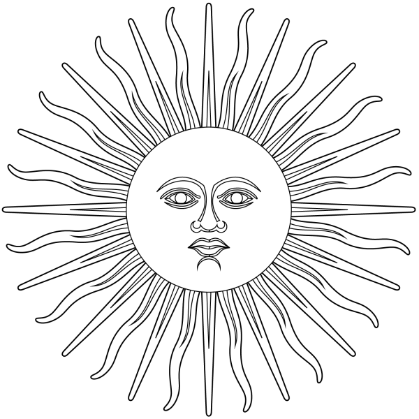 Inti or Sun of May coloring page image