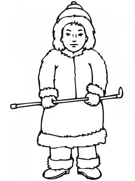 Inuit Boy coloring page image