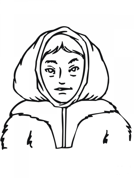 Inuit Girl coloring page image