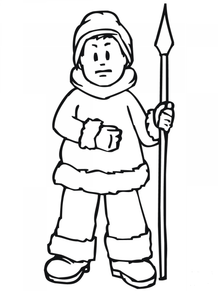 Inuit Hunter coloring page image