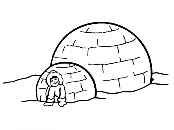 Inuit Igloo coloring page image