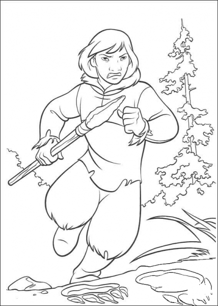 Inuit Is Running With Spear coloring page image