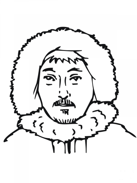 Inuit Man coloring page image