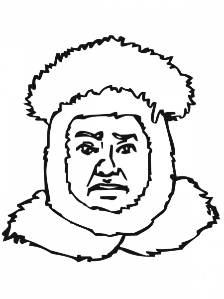 Inuit Man Portrait coloring page image