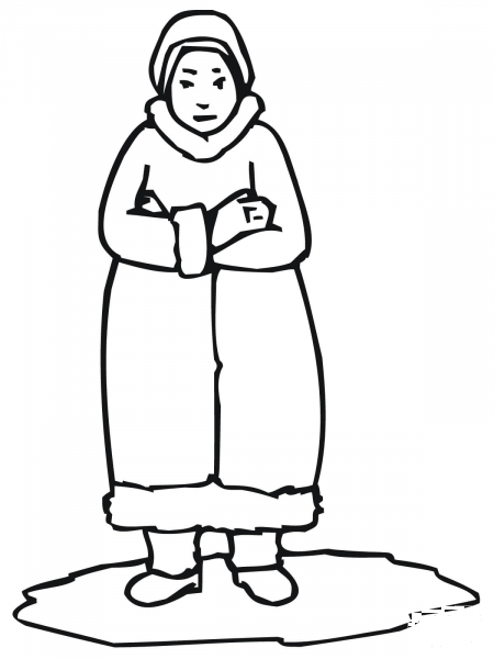 Inuit Woman coloring page image