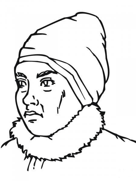 Inuit Woman Portrait coloring page image