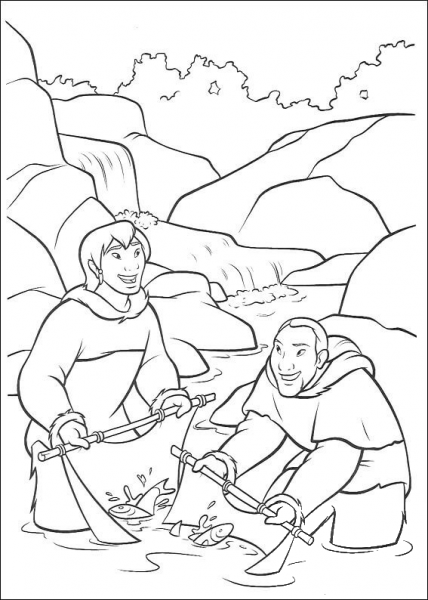 Inuits are fishing coloring page image
