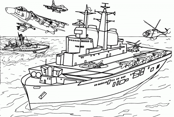 Invincible-class aircraft carrier coloring page image