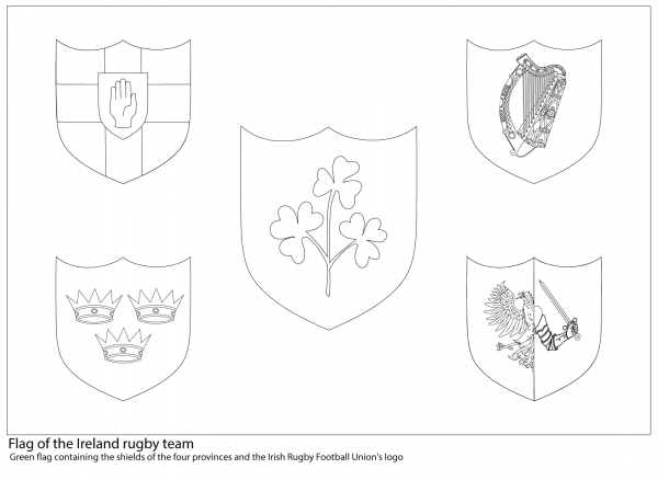 Ireland Rugby Team Flag coloring page image