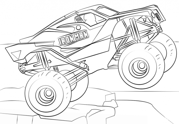 Iron Man Monster Truck coloring page image