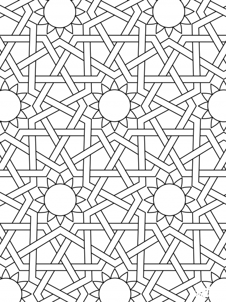 Islamic Ornament Mosaic coloring page image