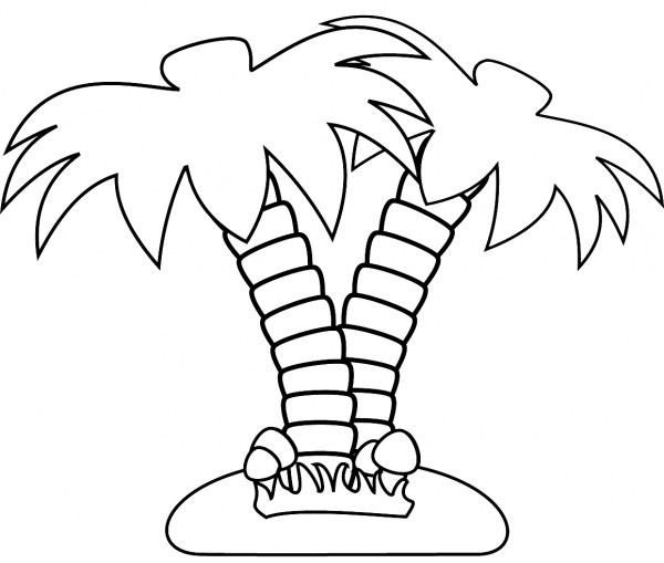 Island with Palm Trees coloring page image