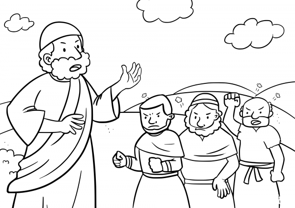 Israelites Complaining to Moses coloring page image