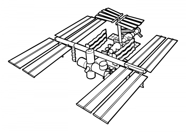 Iss International Space Station coloring page image